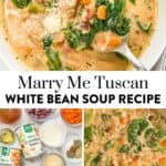 Marry me white bean soup pin graphic.