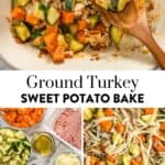 Ground turkey sweet potato bake pin graphic.