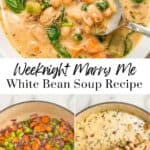 Marry me white bean soup pin graphic.