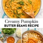 Creamy pumpkin butter beans pin graphic.
