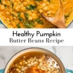 Creamy pumpkin butter beans pin graphic.