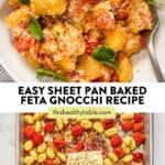 Baked feta gnocchi pin graphic.