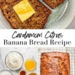 Citrus cardamom bread recipe pin graphic.
