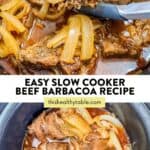 Slow cooker beef barbacoa pin graphic.