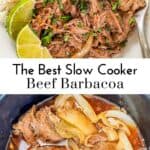 Slow cooker beef barbacoa pin graphic.