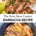 Slow cooker beef barbacoa pin graphic.