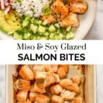 Miso salmon rice bowls pin graphic.