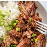 Slow cooker Korean beef recipe pin graphic.