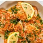 Lemon garlic butter baked cod pin graphic.