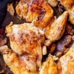 Easy sautéed chicken thighs recipe pin graphic.