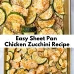 Sheet pan chicken zucchini dinner pin graphic.