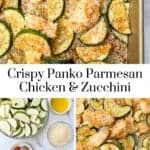 Sheet pan chicken zucchini dinner pin graphic.