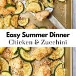 Sheet pan chicken zucchini dinner pin graphic.